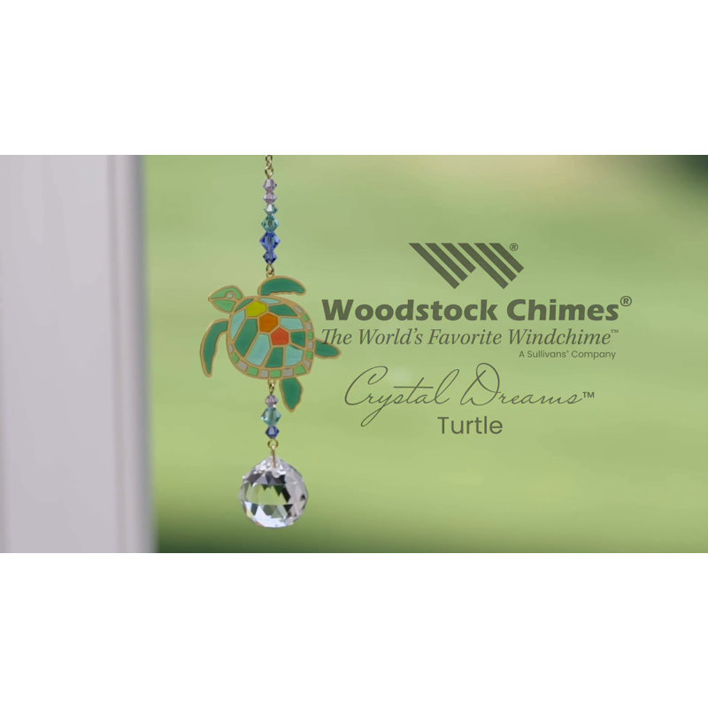 Crystal Dreams Turtle Suncatcher with Gold Metal Outlines