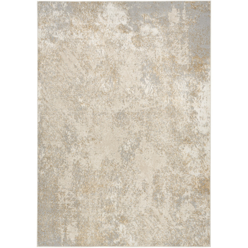 17 Stories Ostrum Ivory Silver Modern Indoor Rug, Rectangle 5'3" x 7'3"