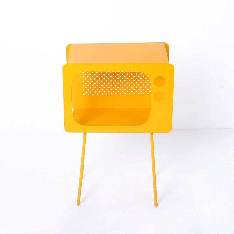 Stert Modern End Table In Television Shape Hollow Side Table, Yellow