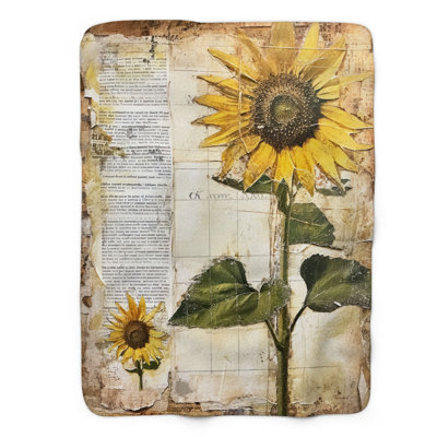 Couverture en sherpa Vintage Sunflower Vista Vintage