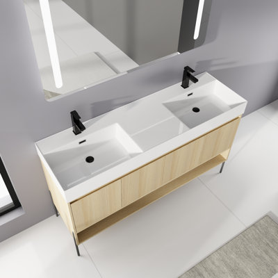 Siyu 59.1525'' Double Bathroom Vanity with Resin Top