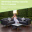 Modern 4-Pieces Outdoor Black Rattan Wicker L-Shape Sofa Set With Table, Gray Cushions, Suitable For 4-5 Person