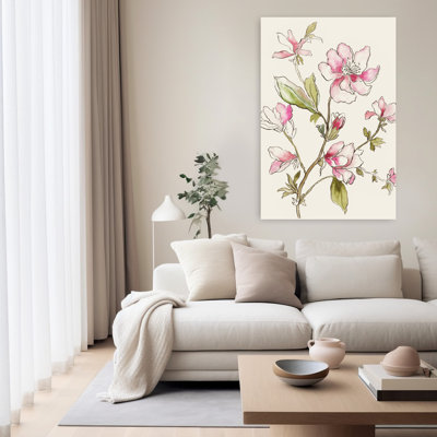 Pink Garden Whispers II Delicate Elegant Vintage Nature Flower Art