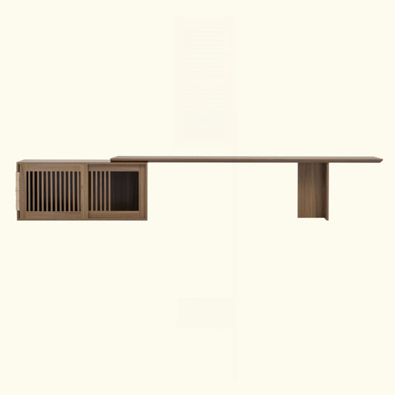 Meuble télé Mid-Century Morden en noyer avec table extensible