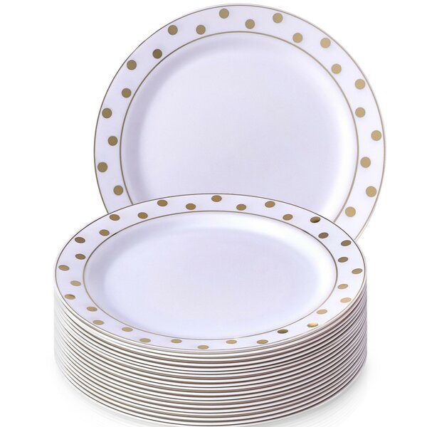 Gold Foil Polka Dots Disposable Thick Paper Plates For Cake And Food  Dessert, Birthday Party, Gathering