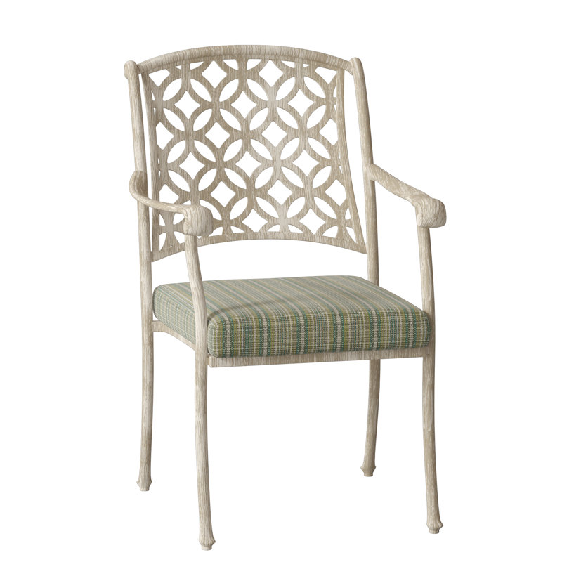 Casa Outdoor Dining Armchair, Weathered White, Canvas Bird's Eye Sunbrella® Canvas