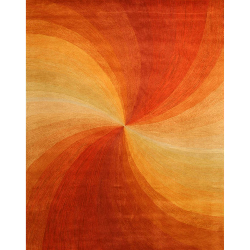 Tapis rouge contemporain en laine touffeté à la main Nauvoo, Rond 6 pi