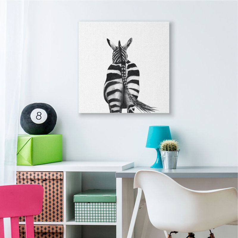 Dessin de zèbre bout à bout noir et blanc par Victoria Borges - impression d'art graphique, Toile tendue