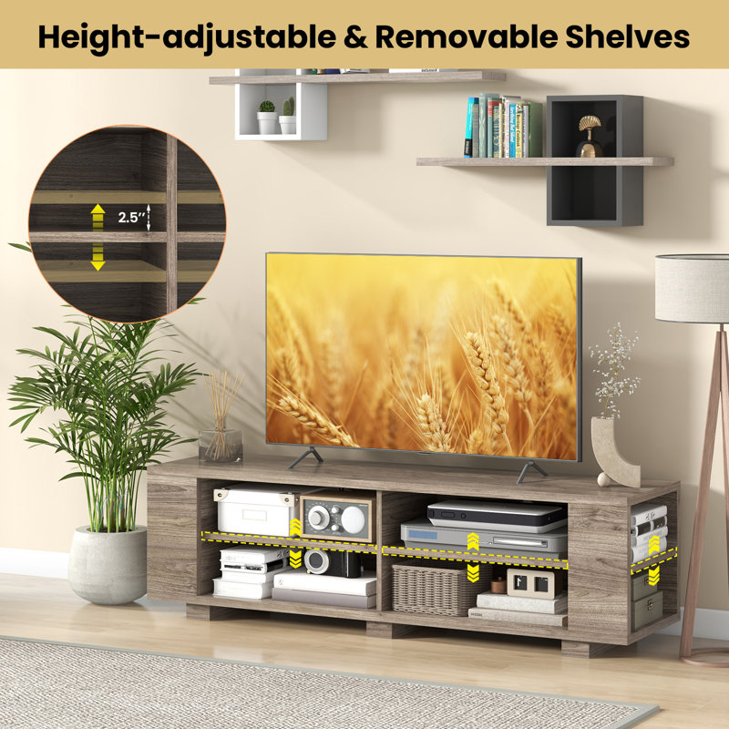 Aubriahna Unfinished TV Stand for TVs up to 65", Rustic Brown