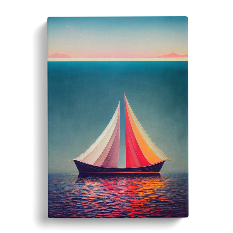 Boat on the Ocean Watercolour No.3 - Wrapped Canvas, 50cm H x 35cm W x 3cm D