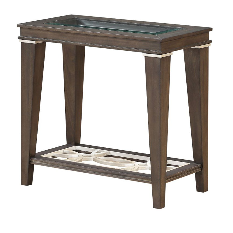 ACME Peregrine Accent Table, Walnut & Glass