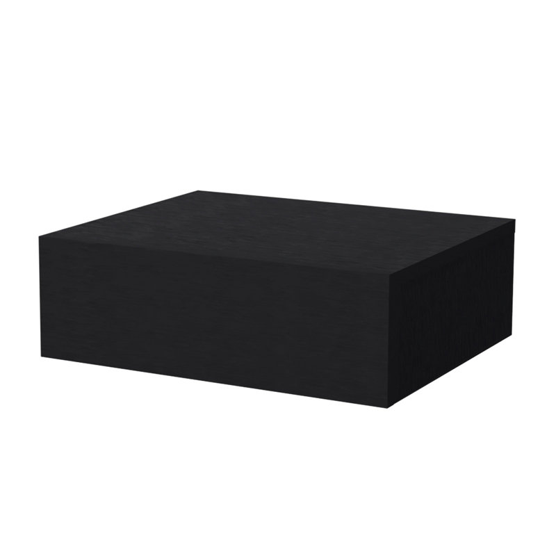 16" Black Wood One Drawer Floating Nightstand, Black