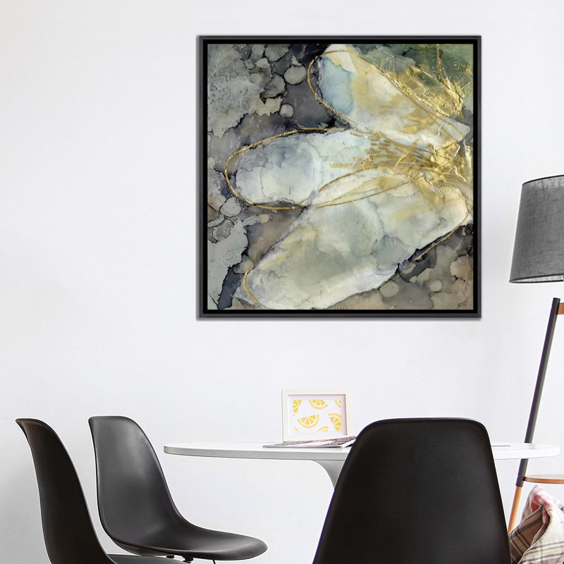 Lis abstrait I par Jennifer Goldberger-impression, H 12 po x l 12 po x P 1,5 po, Toile avec cadre noir, Pas de tapis