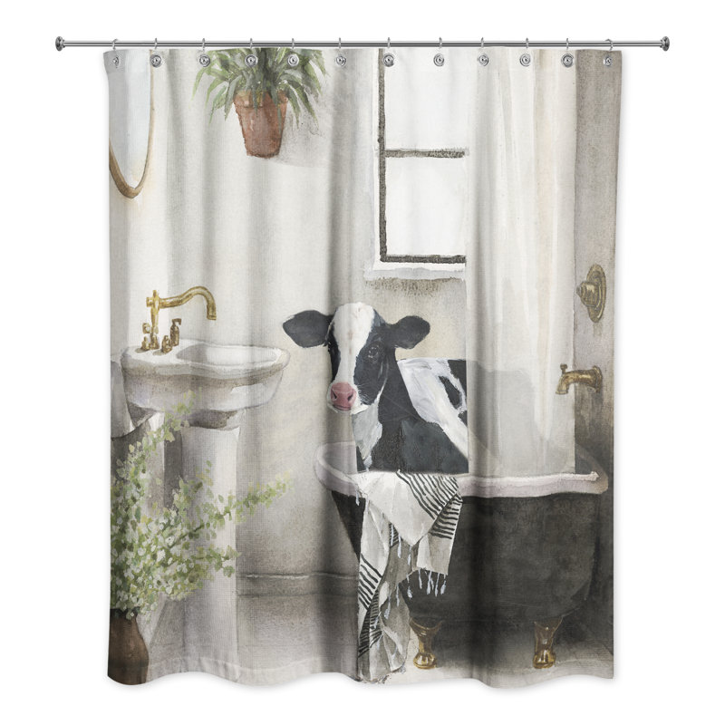 Rideau de douche Cow in Bathaign Farmhouse