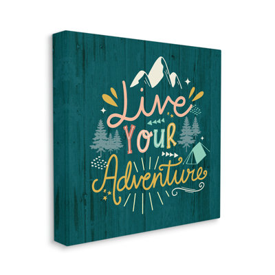 Vivez votre aventure en plein air sur fond rustique de nature rustique, surdimensionné, giclée sur toile rustique, art texturé par Louise Allen Designs