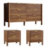Ensemble de chambre à coucher 3 pièces Witter, commode 6 tiroirs et 2 tables de chevet, brun