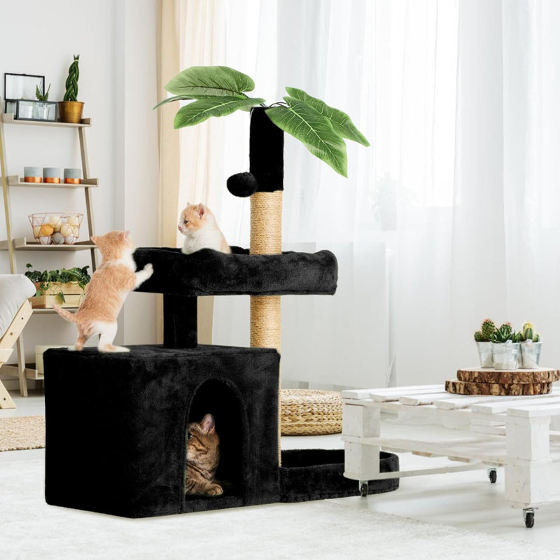 Arbre à chat 59 po Braidyn-Drew, Noir, noir, noir, noir