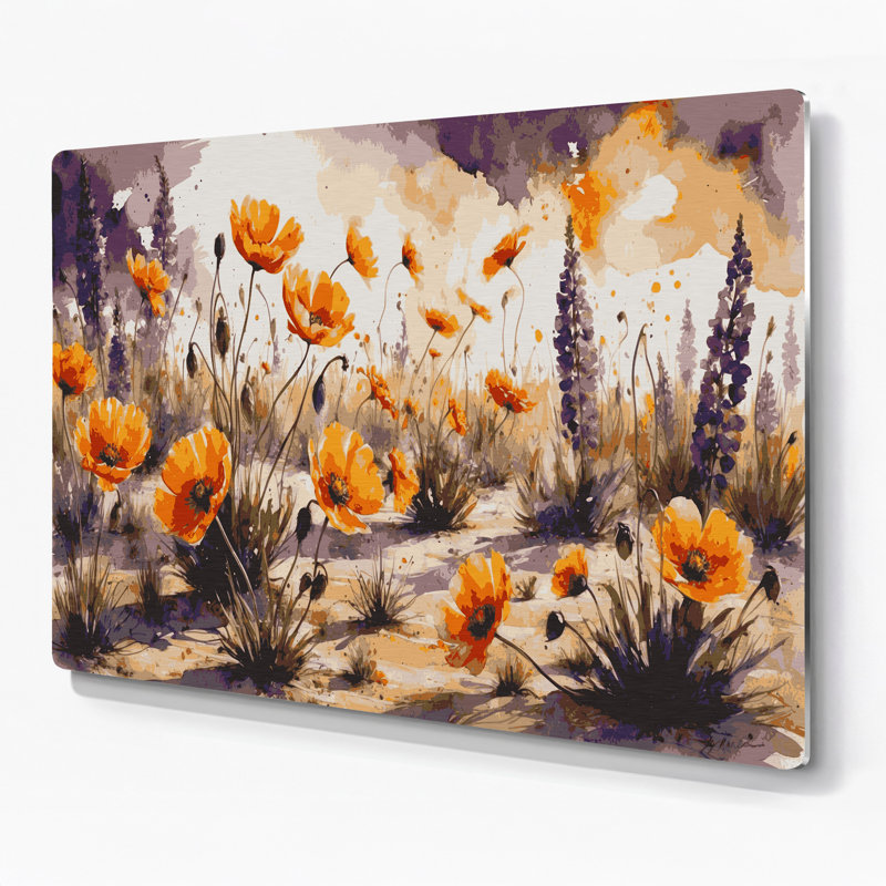 «Southwestern Plants Desert Wildflower 164», art mural en métal beige, H 288 po x l 432 po x P 0,05 po