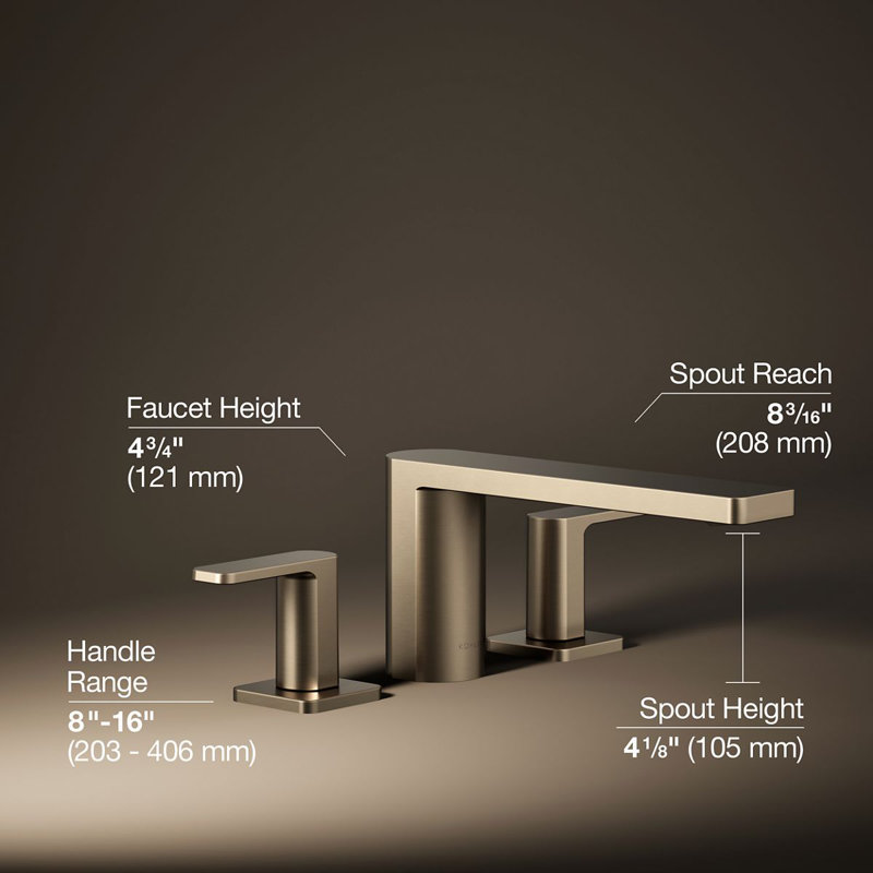 Parallel Two-Handle Deck-Mount Bath Faucet, Bronze
