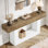 Console de 63 po, table d'entrée de style campagnard, canapé en bois étroit pour le salon, vestibule