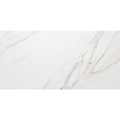 Carreau en porcelaine dorée Calacatta 12 po x 24 po Monarch Oro Borghini