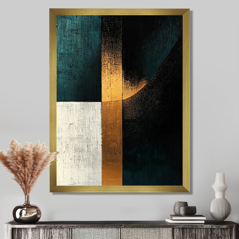 Rocco - Abstract Wall Art Prints, H 20 po x l 12 po, Picture Framed, Doré
