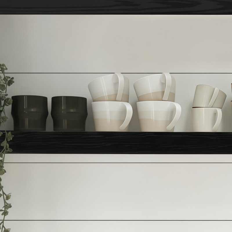 Large Black Wall-Mounted Shelving Unit (2-Piece Set), Suitable For Various Spaces, Farmhouse Style, For Both Display And Storage.
