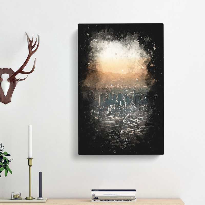 High Over The Los Angeles Skyline - Wrapped Canvas Painting, 91cm H x 60cm W x 3cm D