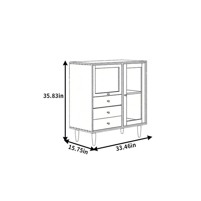 Buffet de style japonais moderne, H 35,83 po x l 33,46 po x P 15,75 po