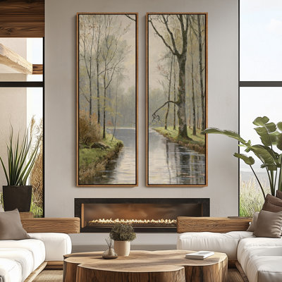 «Vintage Landscape Wall Art», ensemble de 2 toiles encadrées 20 x 60 pouces