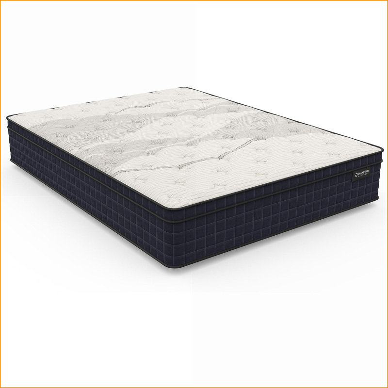 Mattresses King Size Medium Feel Cooling Euro-Top with Motion Isolation, Greenguard Gold, Made in USA | White | Foam+Spring