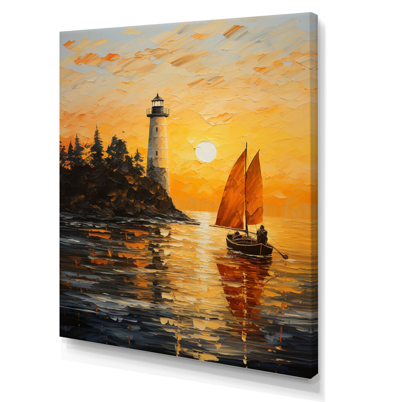 Port maritime, solace, pointillisme - art mural nautique et plage, salon, H 32 po x l 16 po x P 1 po, Toile tendue