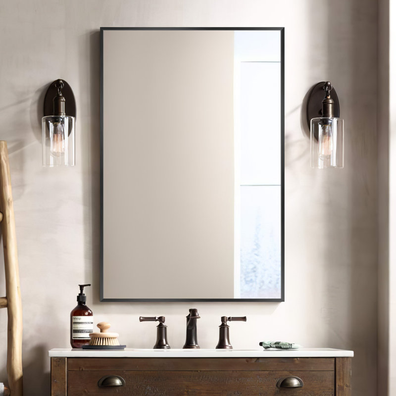 Miroir de salle de bain mural Talma, H 38 po x l 26 po, Noir