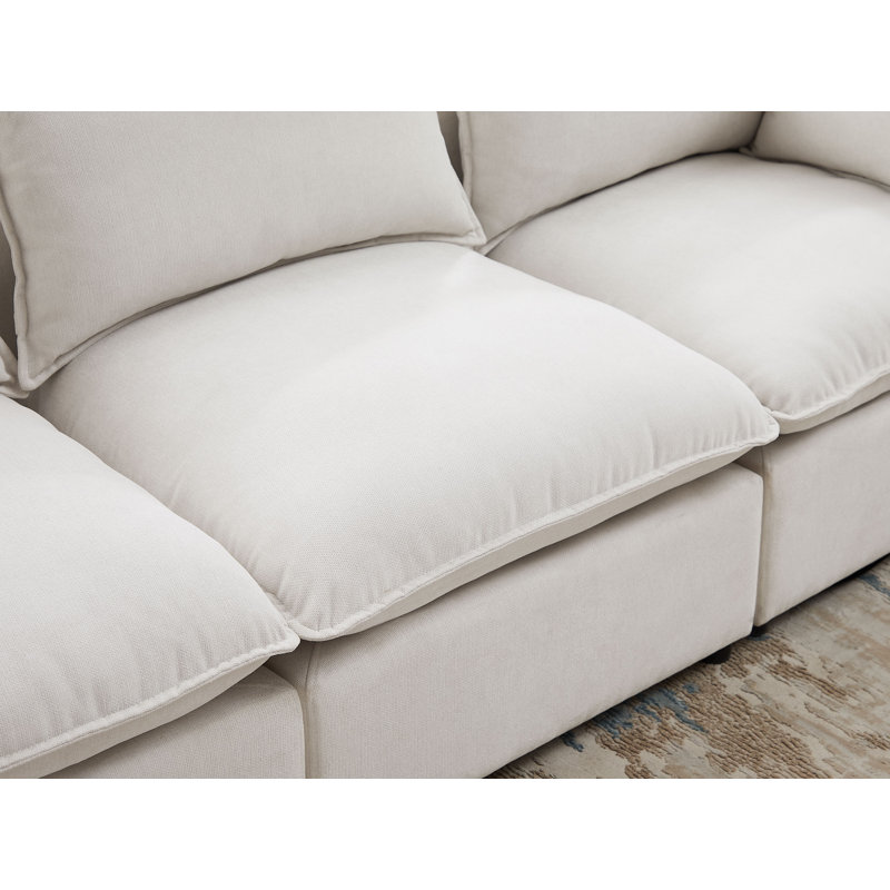 Canapé modulaire rembourré 5 pièces Izaia, 100 % polyester beige