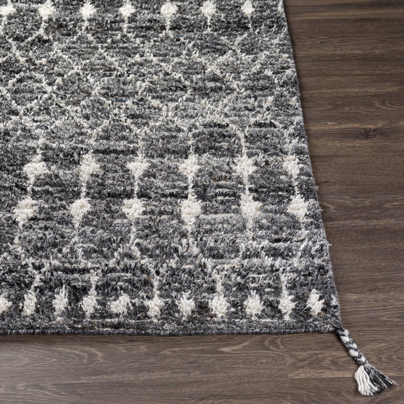 Geometric Area Rug in Charcoal, Rectangle 2' x 3'