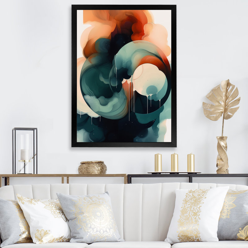 «Halliburton Abstract Shapes and Line», reproduction d'art sur toile V, H 20 po x l 12 po x P 1 po, Cadre photo noir