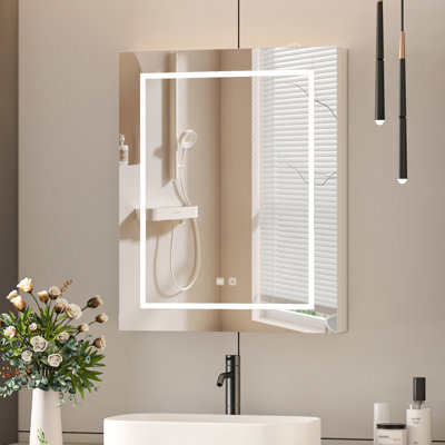 Ayyat Rectangular Medicine Cabinet, Illuminated Mirror Cabinet 3 Shelf