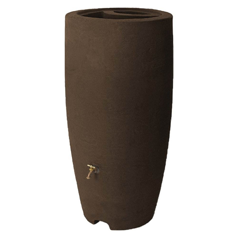 Athena Rain Barrel (50 Gallon & 80 Gallon Options), Brownstone, 45" H x 22" W x 22" D