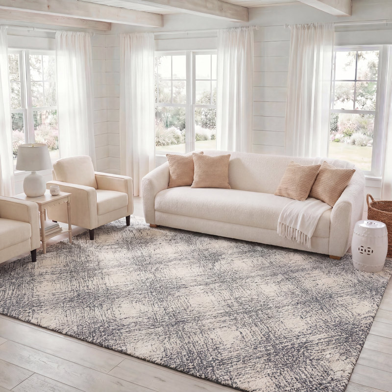 Abstract Hand Tufted Wool Abstract Rug, Rectangle 8' x 10'