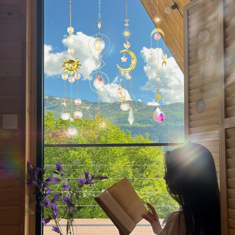  Ensemble de 4 verres décoratifs suspendus en cristal pour fenêtres