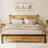 Rustic Brown King Platform Bed Frame with Wooden Headboard, Metal Legs, Under-Bed Storage, No Box Spring Needed, Easy Assembly