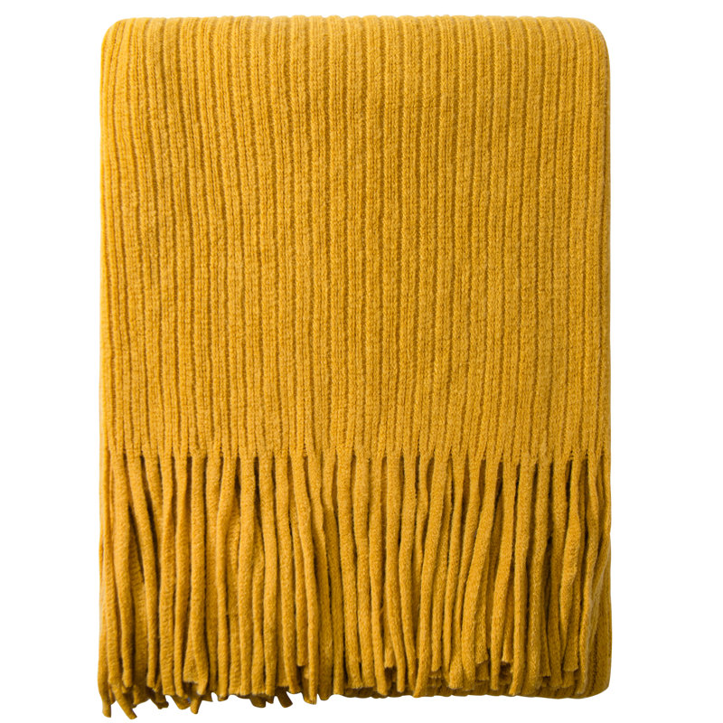 Jeté tricoté en acrylique NTBAY, Jaune