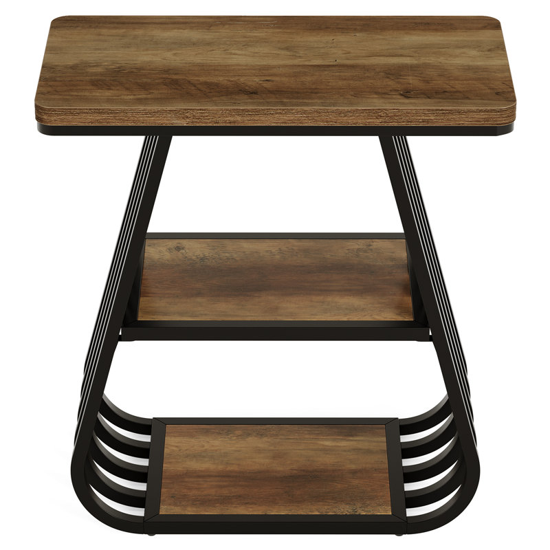 Pedestal End Table, 1, Brown