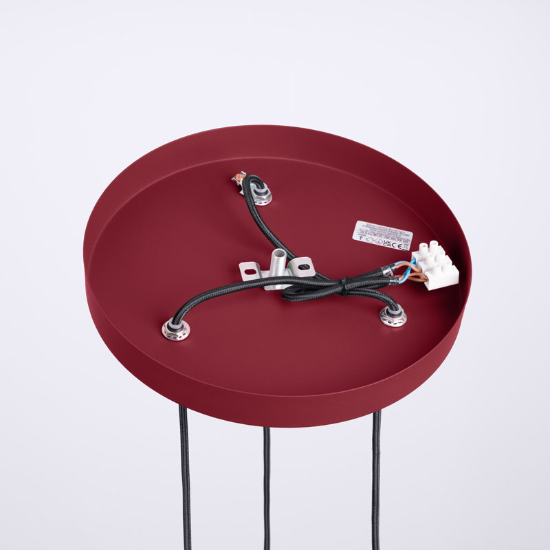 Bernis 3 - Light Brushed Nickel Pendant, Burgundy