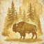 Bison en forêt, housse de couette-125062342-135987071