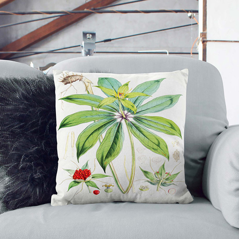 Floral Square Throw Cushion, 55cm H x 55cm W x 20cm D, Black