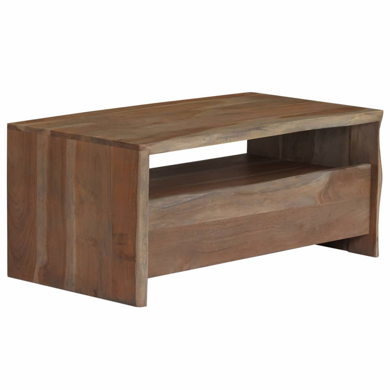 Paulina Solid Wood Sled Coffee Table with Storage, Grey