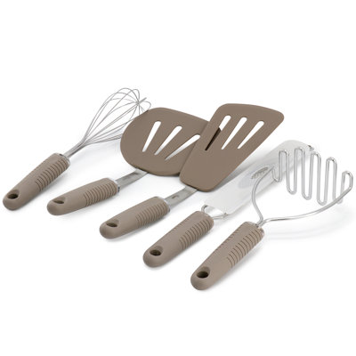 Oster Newcrest 5 Piece Prep and Cook Kitchen Tool Set in Taupe