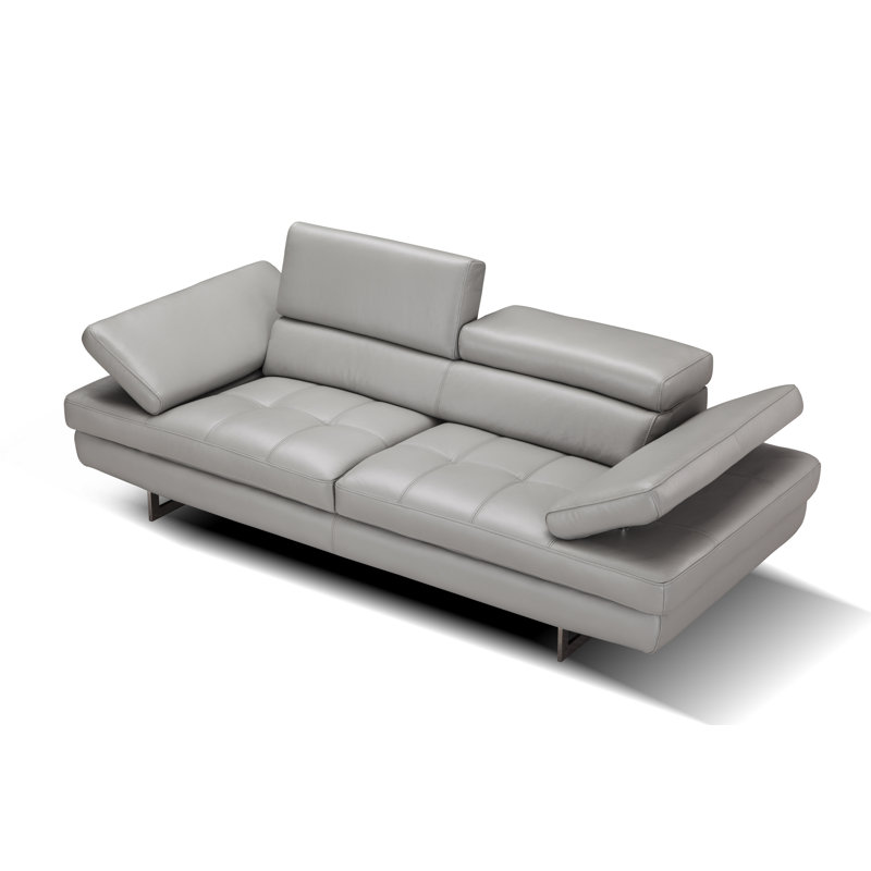 Canapé à accoudoirs coussinés en cuir véritable 92,9 po Budislav, 37" H x 92.9" W x 41.3" D