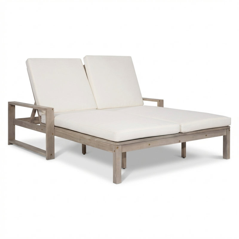5-Position Adjustable Outdoor Double Lounge Chair – Grey, Gray